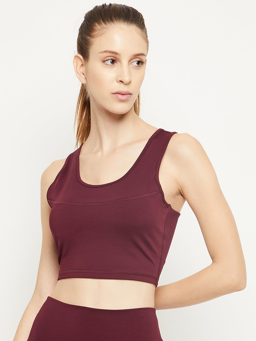 Women Dark Red Rapid-Dry Antimicrobial Sports Bra