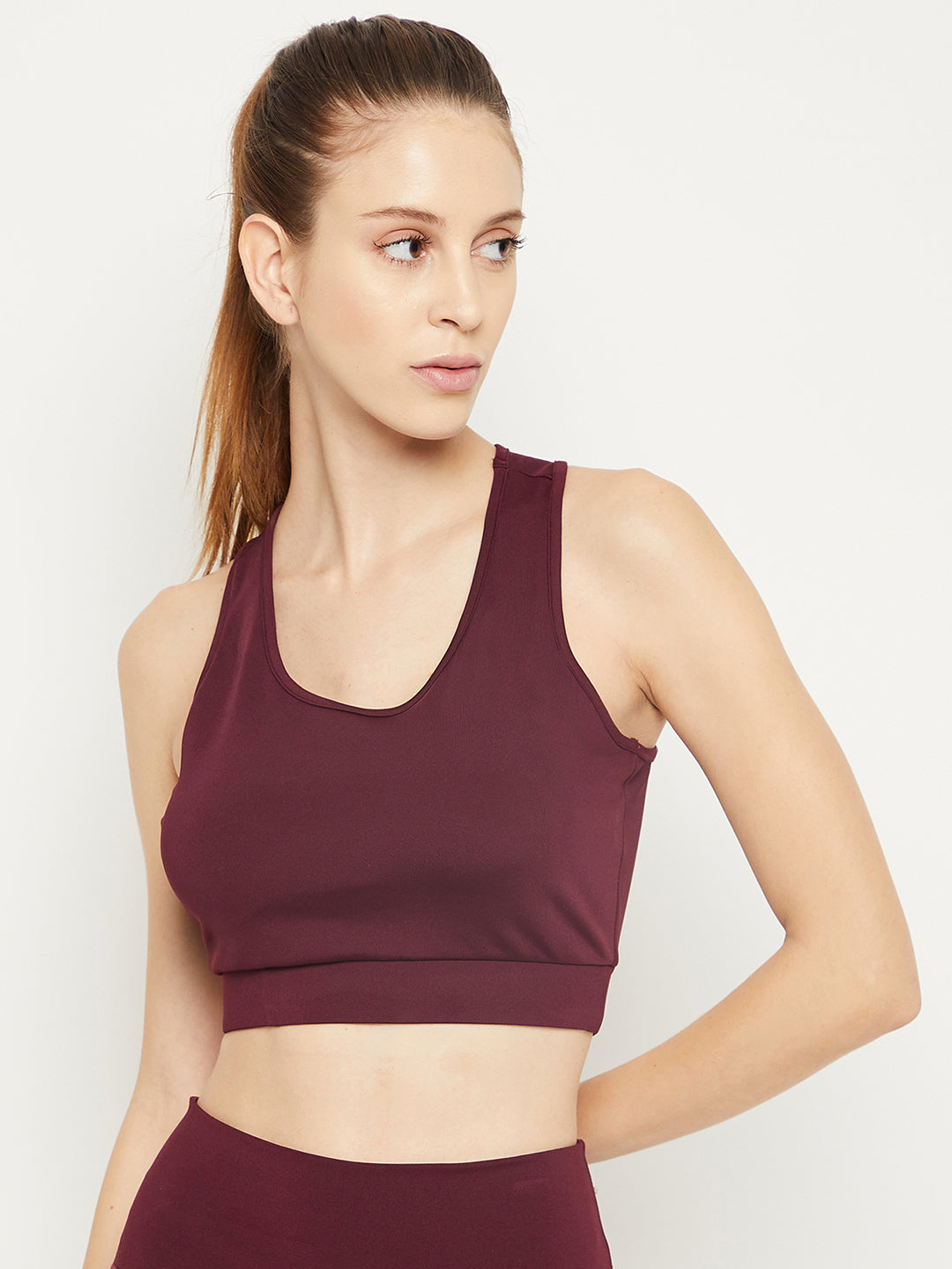 Women maroon Rapid-Dry Antimicrobial sports bra