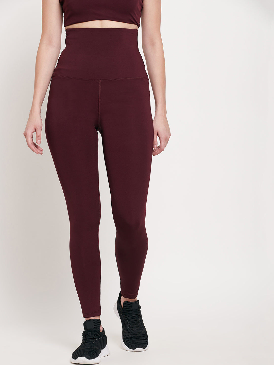 Women Belly Compression Wine color -Dry Antimicrobial legging