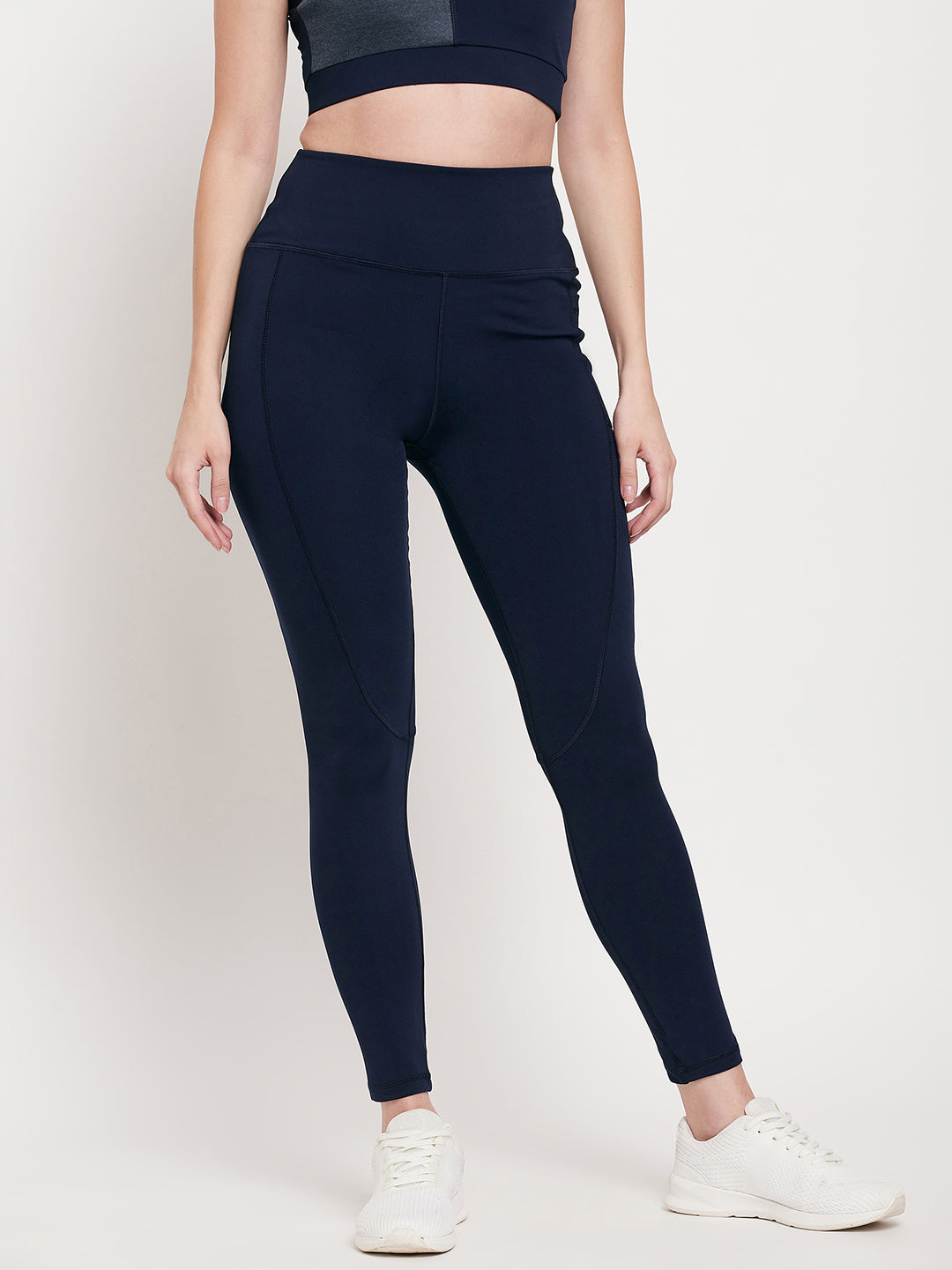 Women navy blue with pocket Slim Fit Rapid-Dry Antimicrobial legging