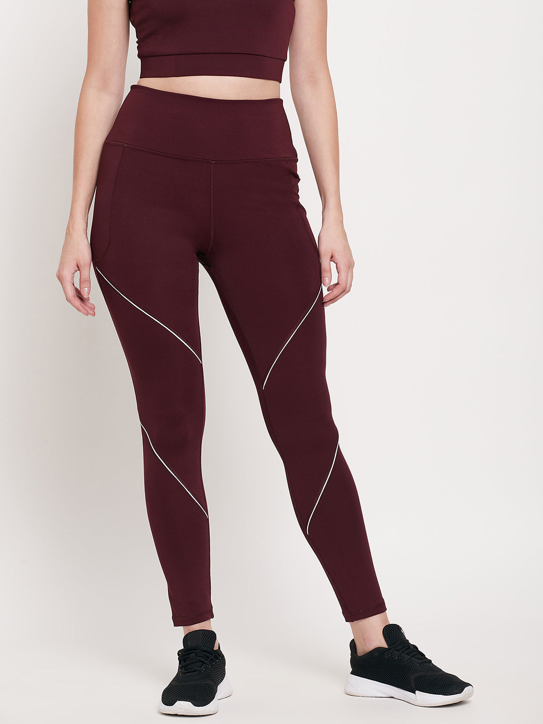 Women’s Leggings in Maroon with White