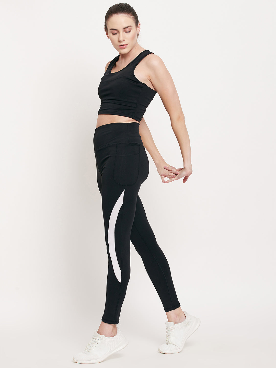 Black Stripe Leggings with pocket