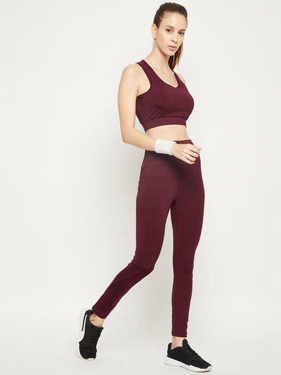 Women maroon Rapid-Dry Antimicrobial sports bra