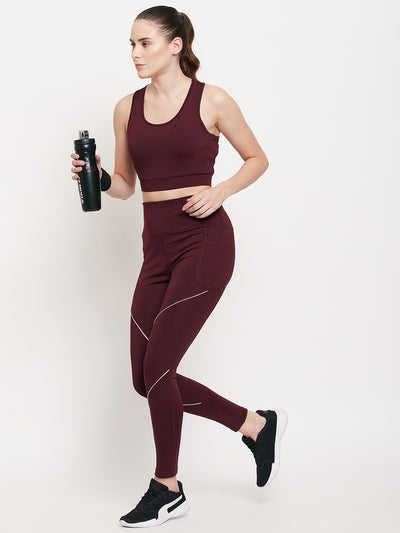 Women’s Leggings in Maroon with White