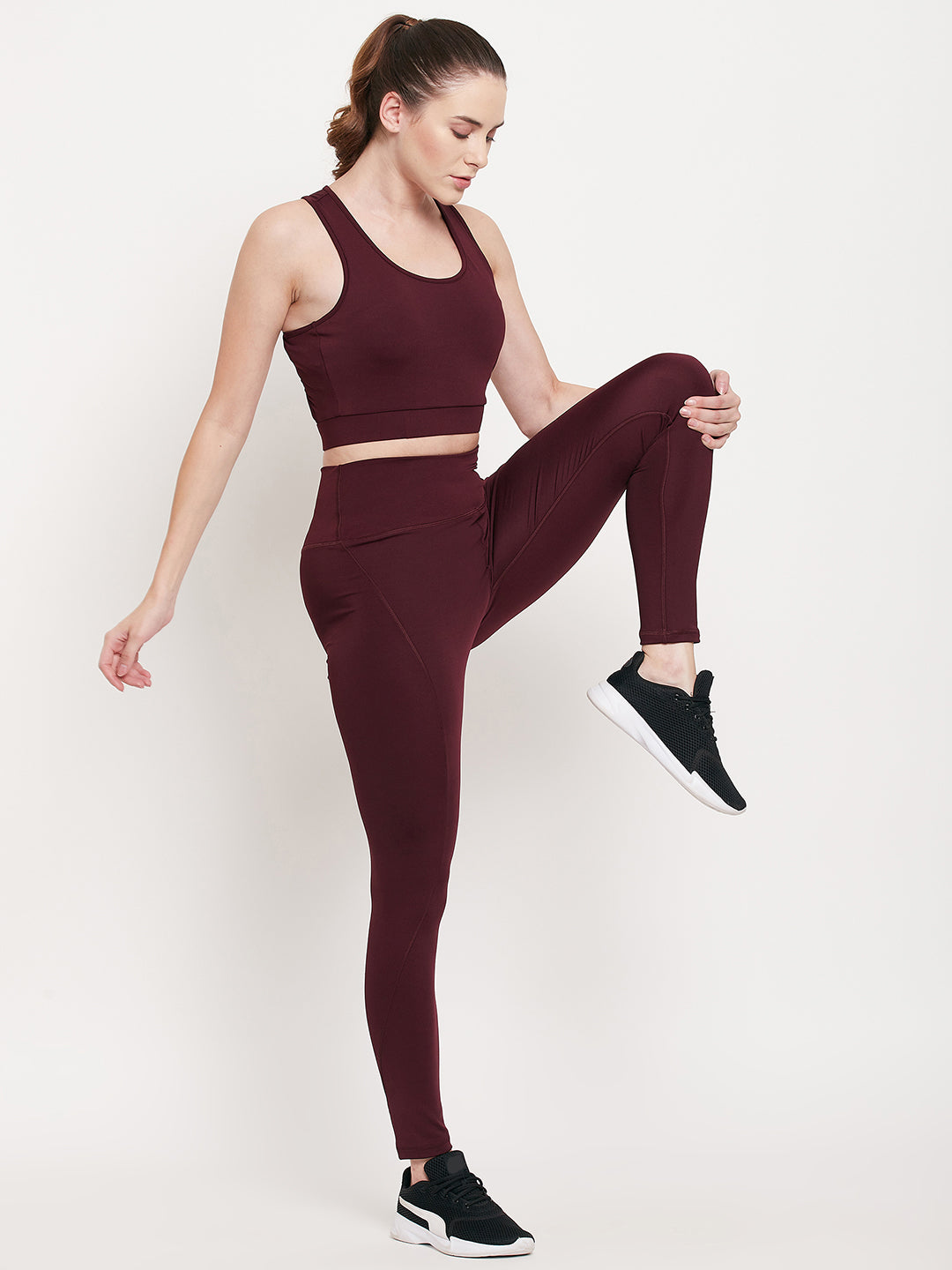 Women Wine Slim Fit Rapid-Dry Antimicrobial Legging