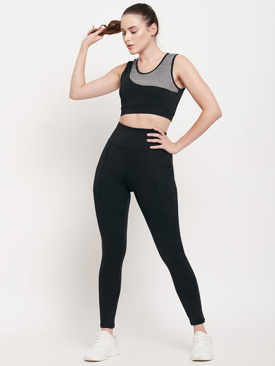 Women Black Slim Fit Rapid-Dry Antimicrobial legging