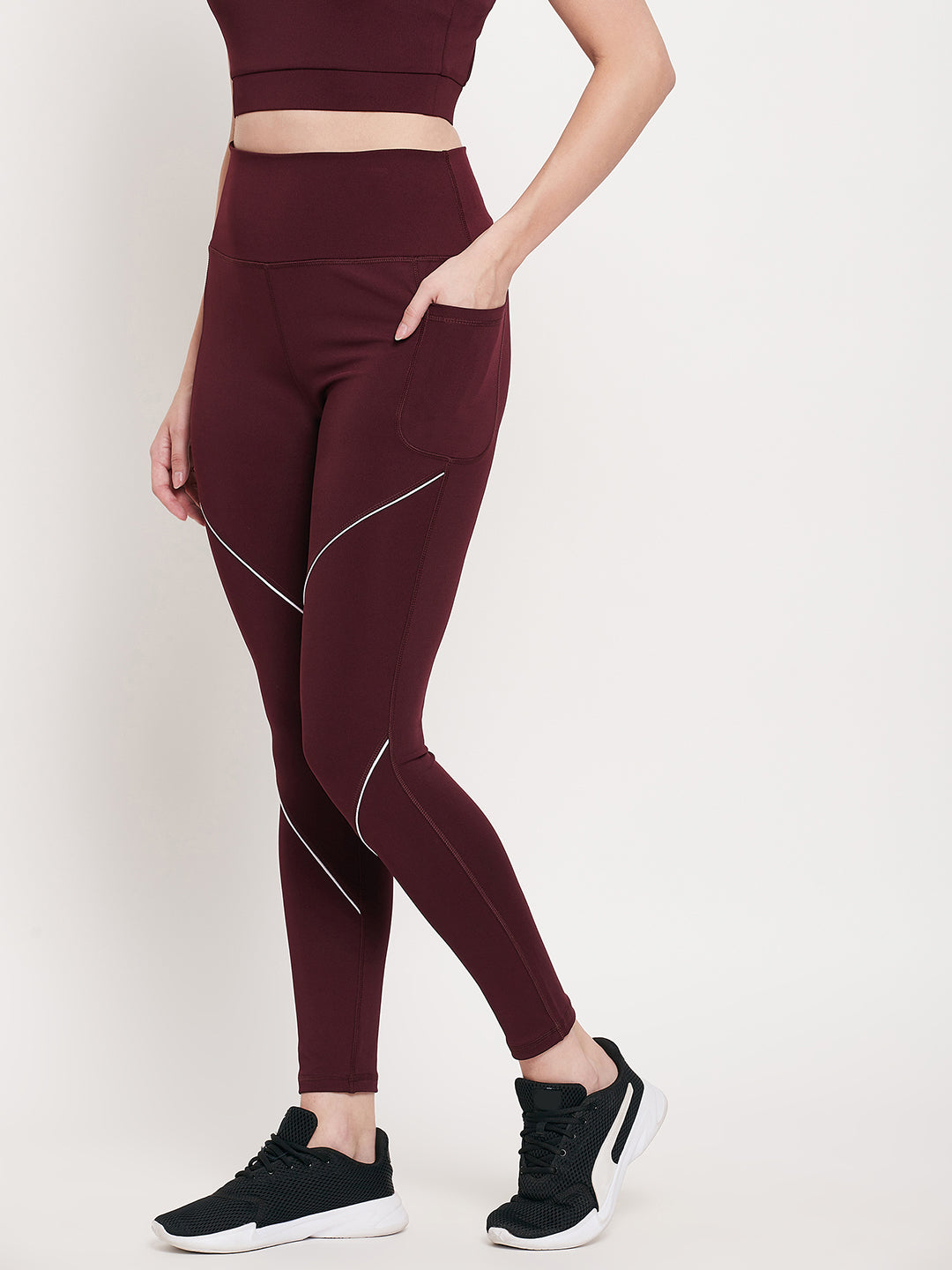 Women’s Leggings in Maroon with White