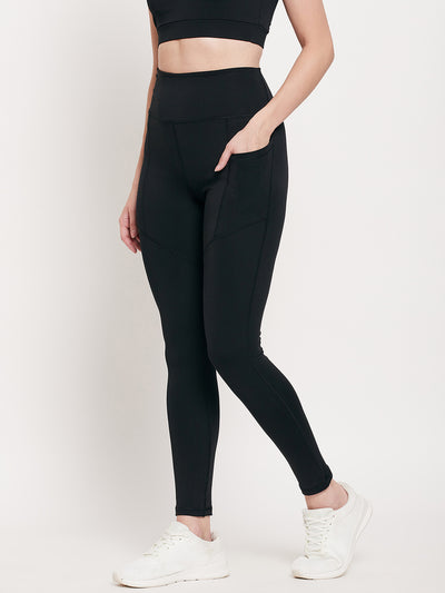 Women Black Slim Fit Rapid-Dry Antimicrobial legging