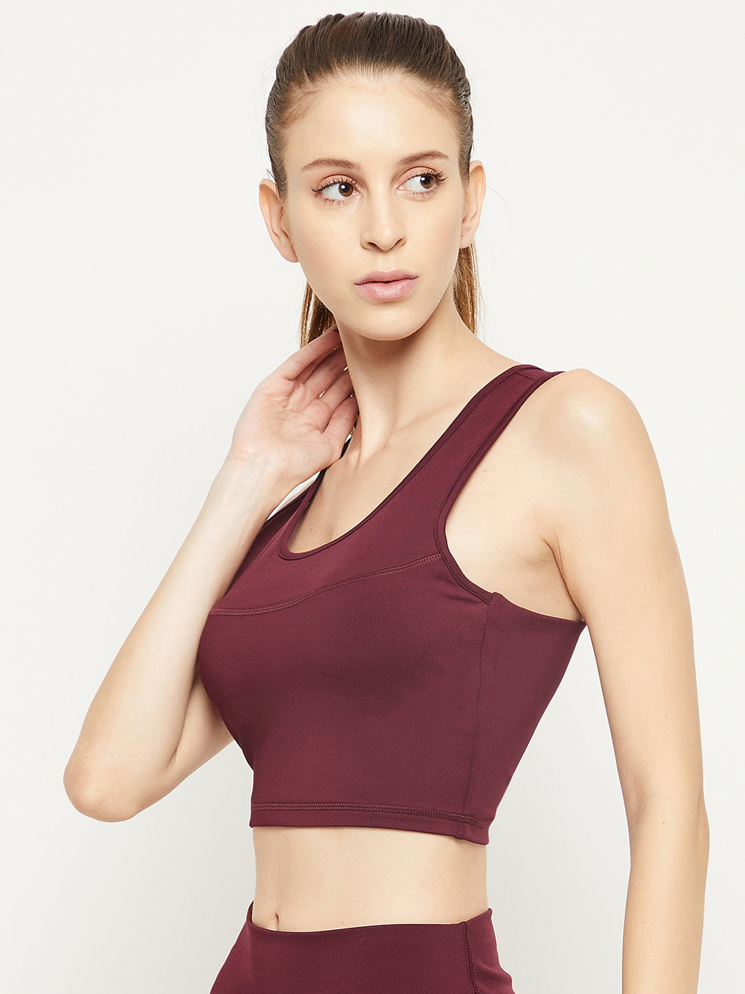 Women Dark Red Rapid-Dry Antimicrobial Sports Bra