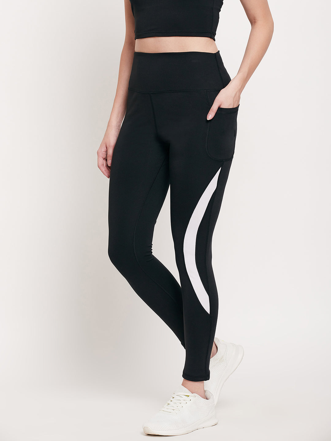 Black Stripe Leggings with pocket