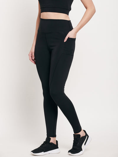 Women Black Slim Fit Rapid-Dry Antimicrobial Legging