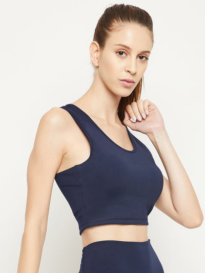 Women navy Slim Fit Rapid-Dry Antimicrobial sports bra