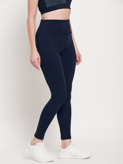 Women navy blue with pocket Slim Fit Rapid-Dry Antimicrobial legging