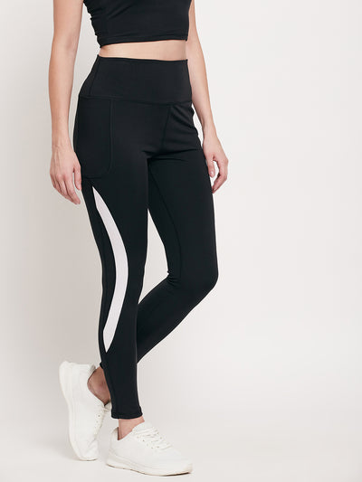 Black Stripe Leggings with pocket