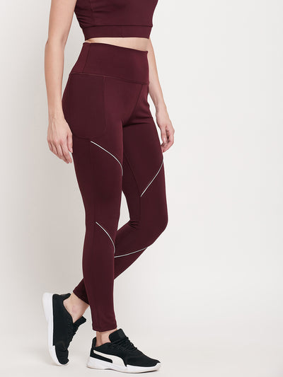 Women’s Leggings in Maroon with White