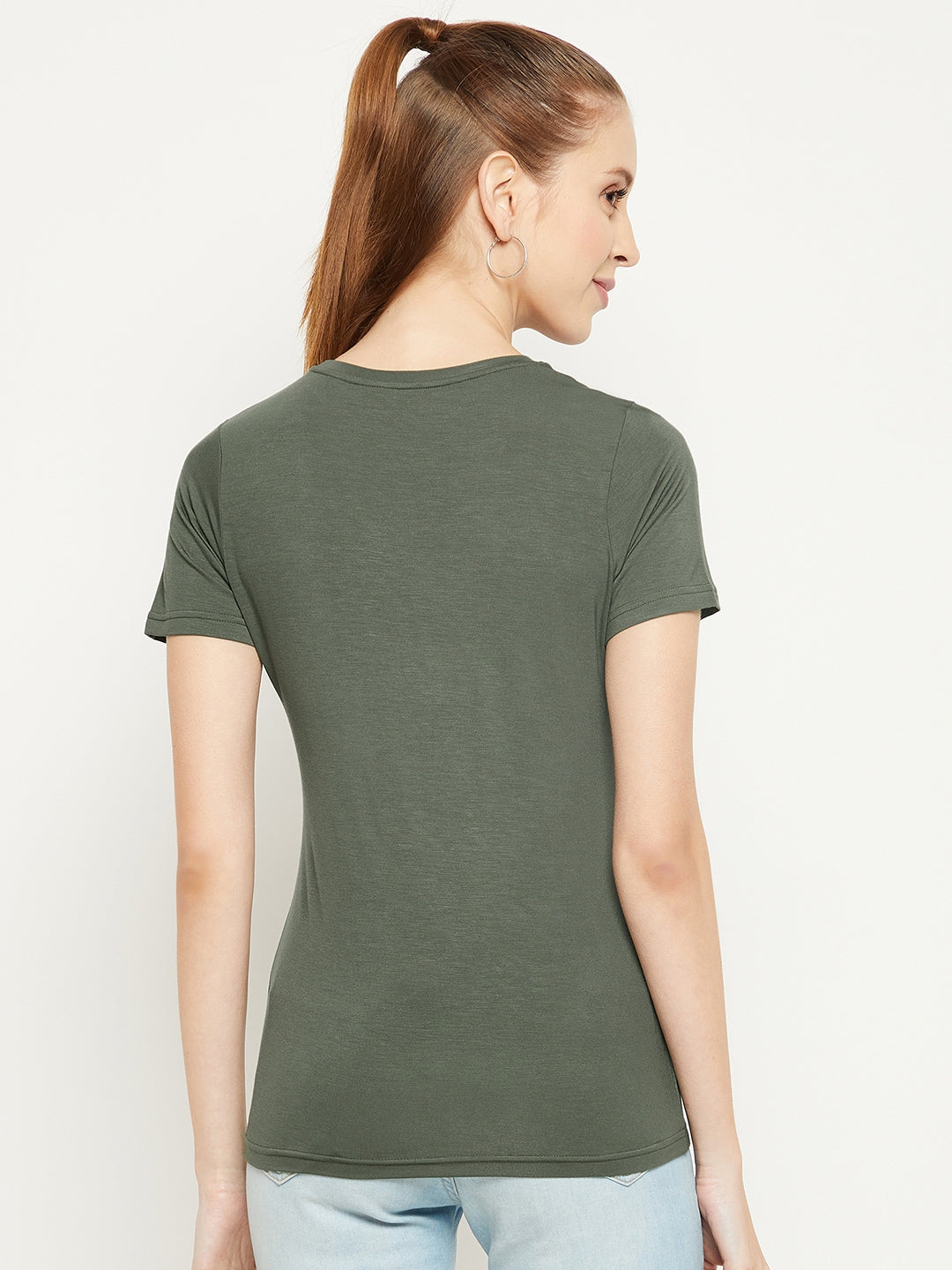 Women olive green top in Bamboo