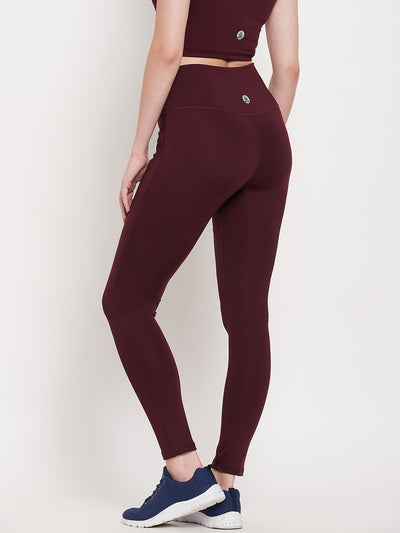 Women dark red Slim Fit Rapid-Dry Antimicrobial legging