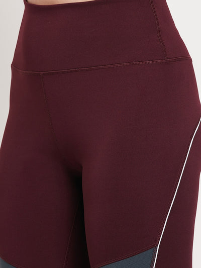 Women’s Leggings in Maroon Grey cut & sew