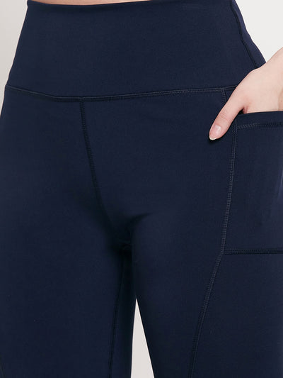 Women navy blue with pocket Slim Fit Rapid-Dry Antimicrobial legging