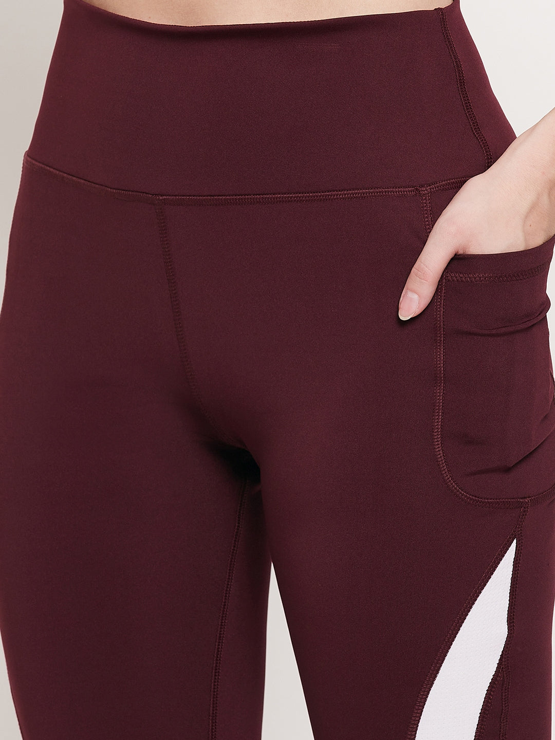 Women wine & white strips Slim Fit Rapid-Dry Antimicrobial legging