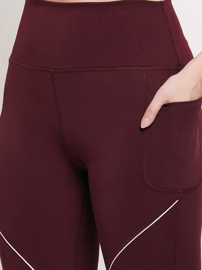 Women’s Leggings in Maroon with White